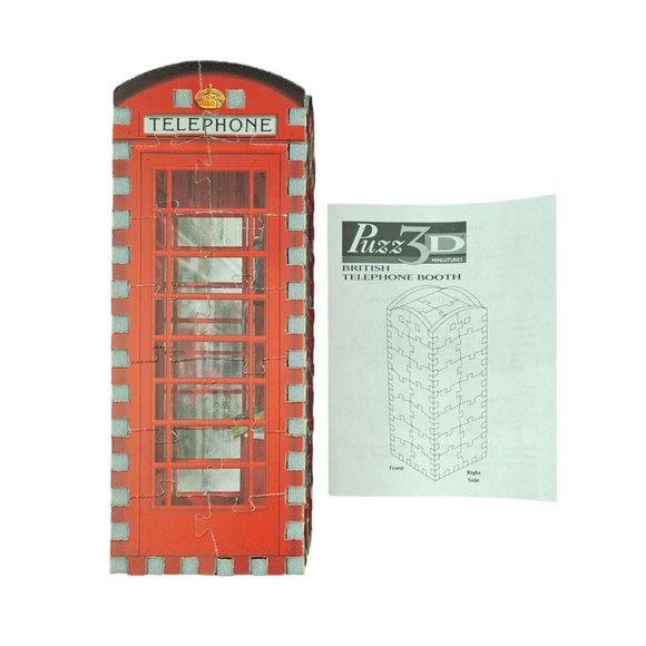 Vintage Puzz 3D British Telephone Booth 1997 Milton Bradley Puzzle Miniature - Picture 1 of 8